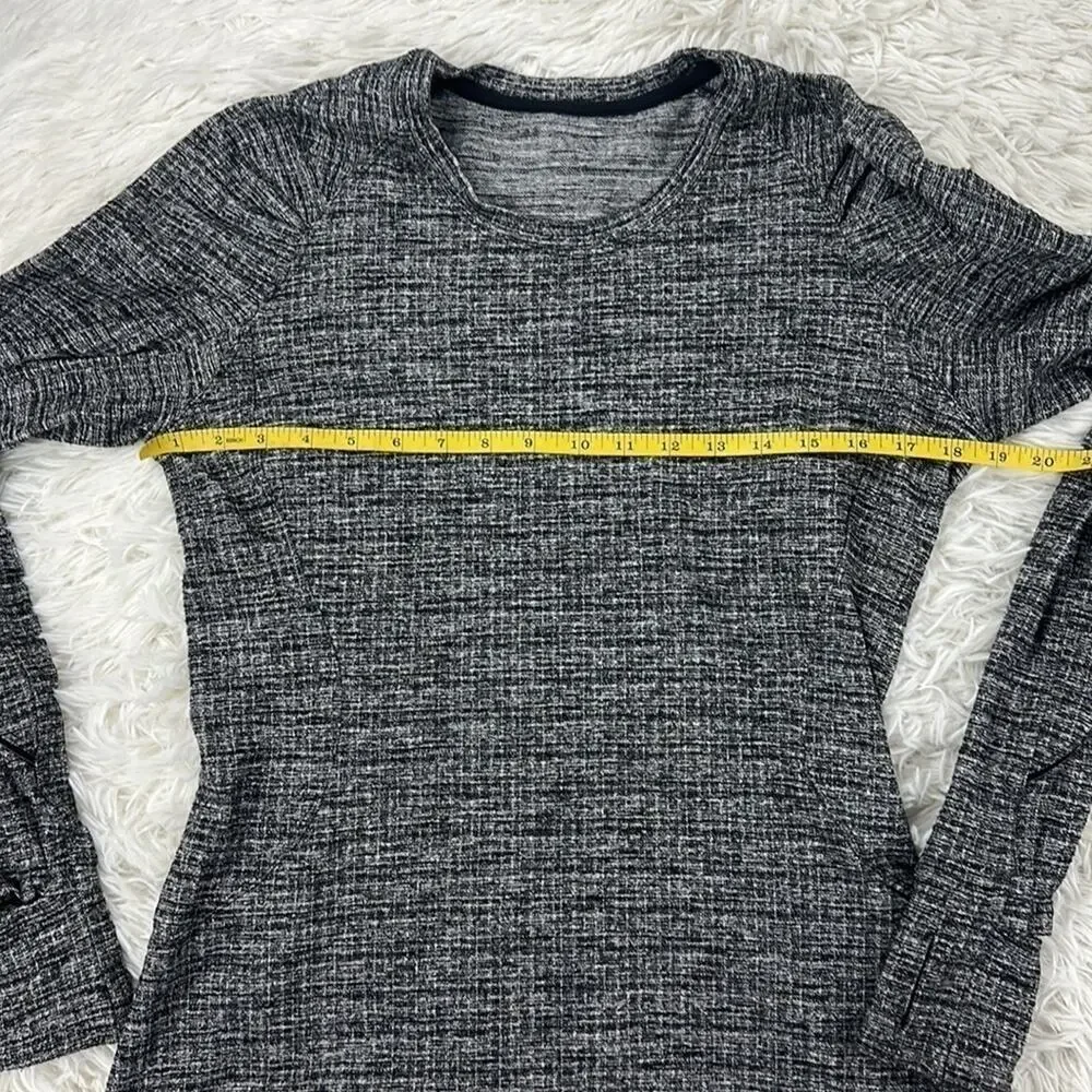 Lululemon Extra Mile Long Sleeve Running Luon Ringspun Denim Black White